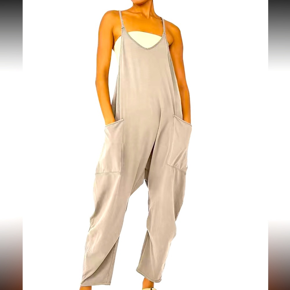 Spaghetti Long Length Pocket Jumpsuit,